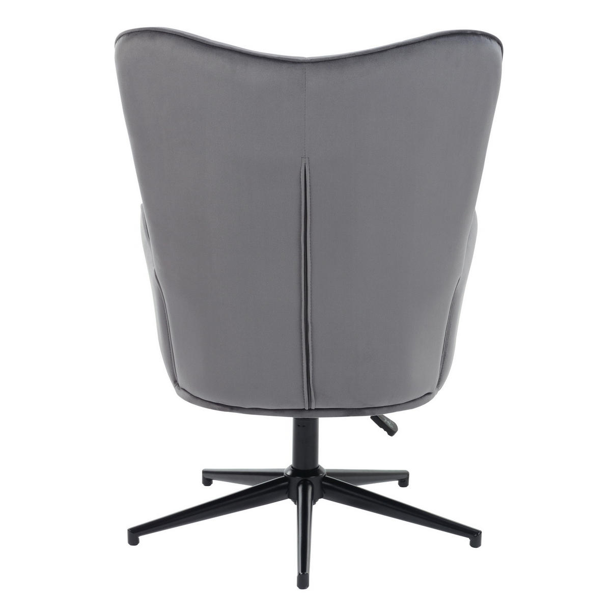 SESSEL, 360° drehbar, höhenverstellbar, grauer Samt - Dunkelgrau/Schwarz, Holz/Metall (70/100/80cm) - Urban Meuble