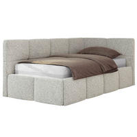 JUGENDBETT ARVO 90/200 - Hellgrau Strukture - Foam-Matratze - Rechts Seite - Hellgrau, Textil (90/200cm) - MKS