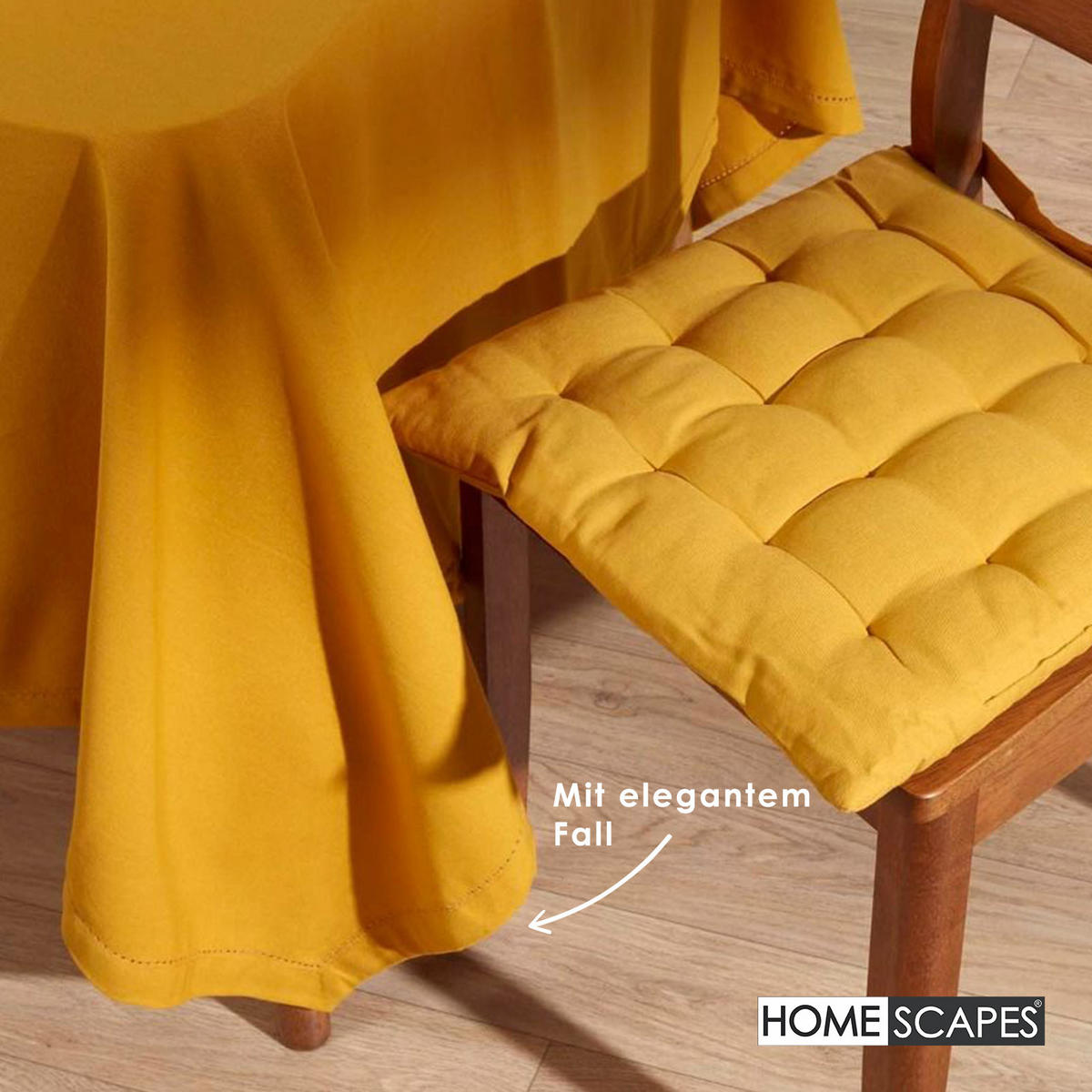 TISCHDECKE senfgelb 137/228 cm, 100% Baumwolle - Dunkelgelb, Textil (137/228cm) - Homescapes
