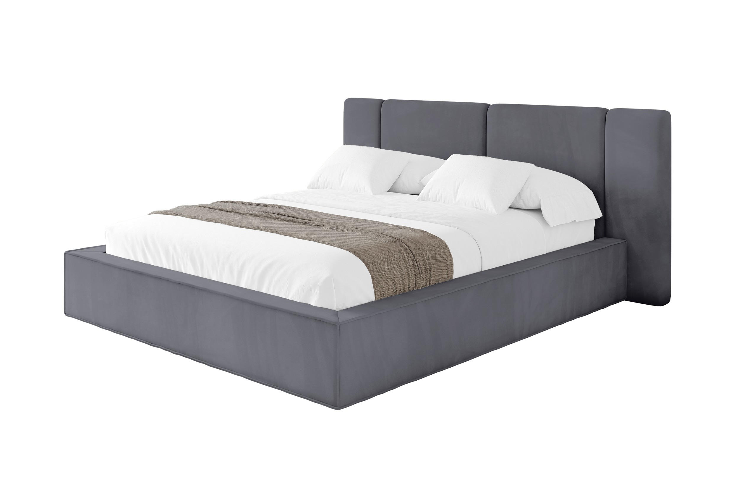 POLSTERBETT mit Bettkasten und Lattenrost, Boxbett ohne Matratze - RIVO 140x200 Dunkelgrau - Dunkelgrau, Holzwerkstoff/Textil (140/200cm) - ALTDECOR