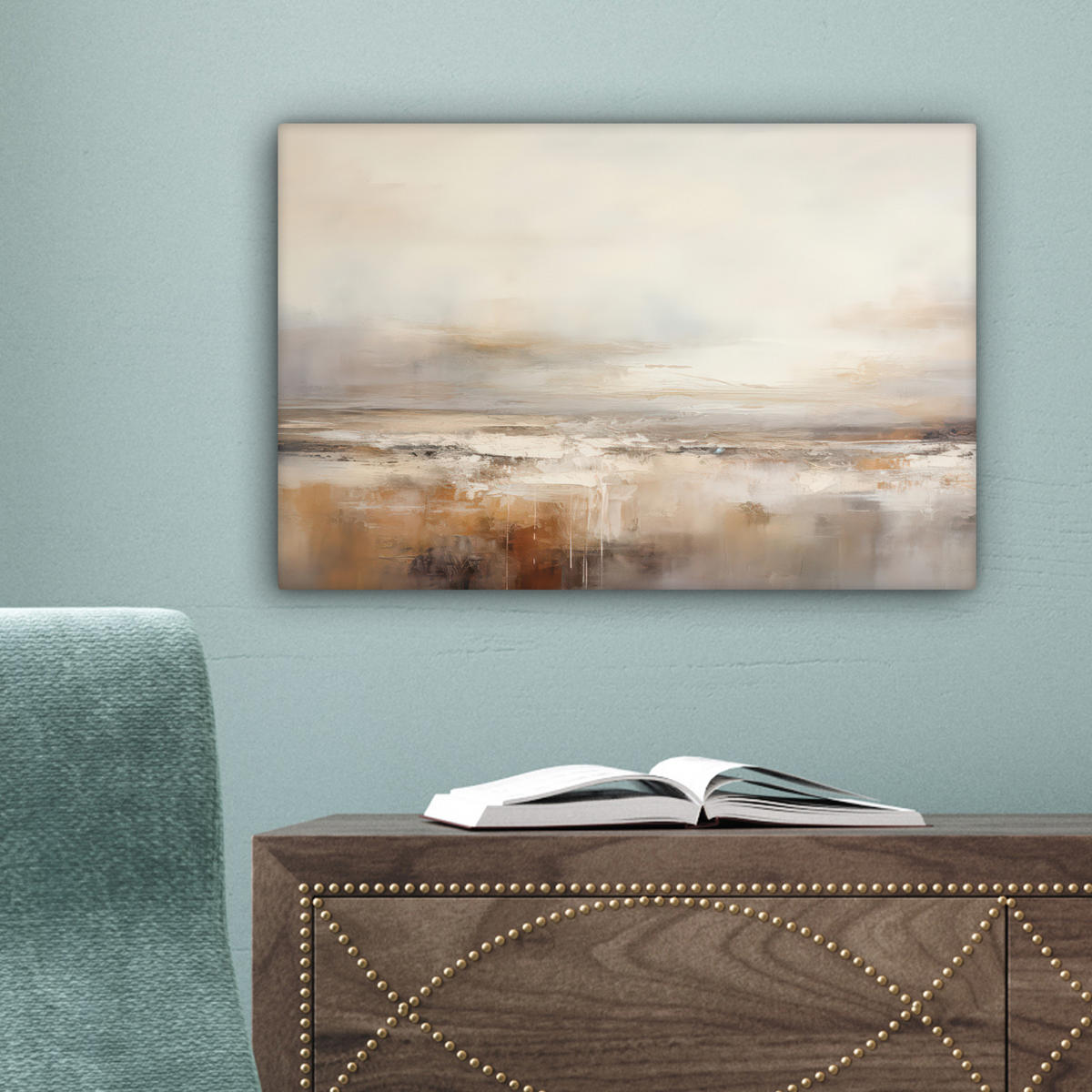 LEINWANDBILD - Kunst - Industriell - Grau - Braun - Abstrakt - 30x20 - Deko XXL - Sandfarben, Textil (30/20cm) - MuchoWow