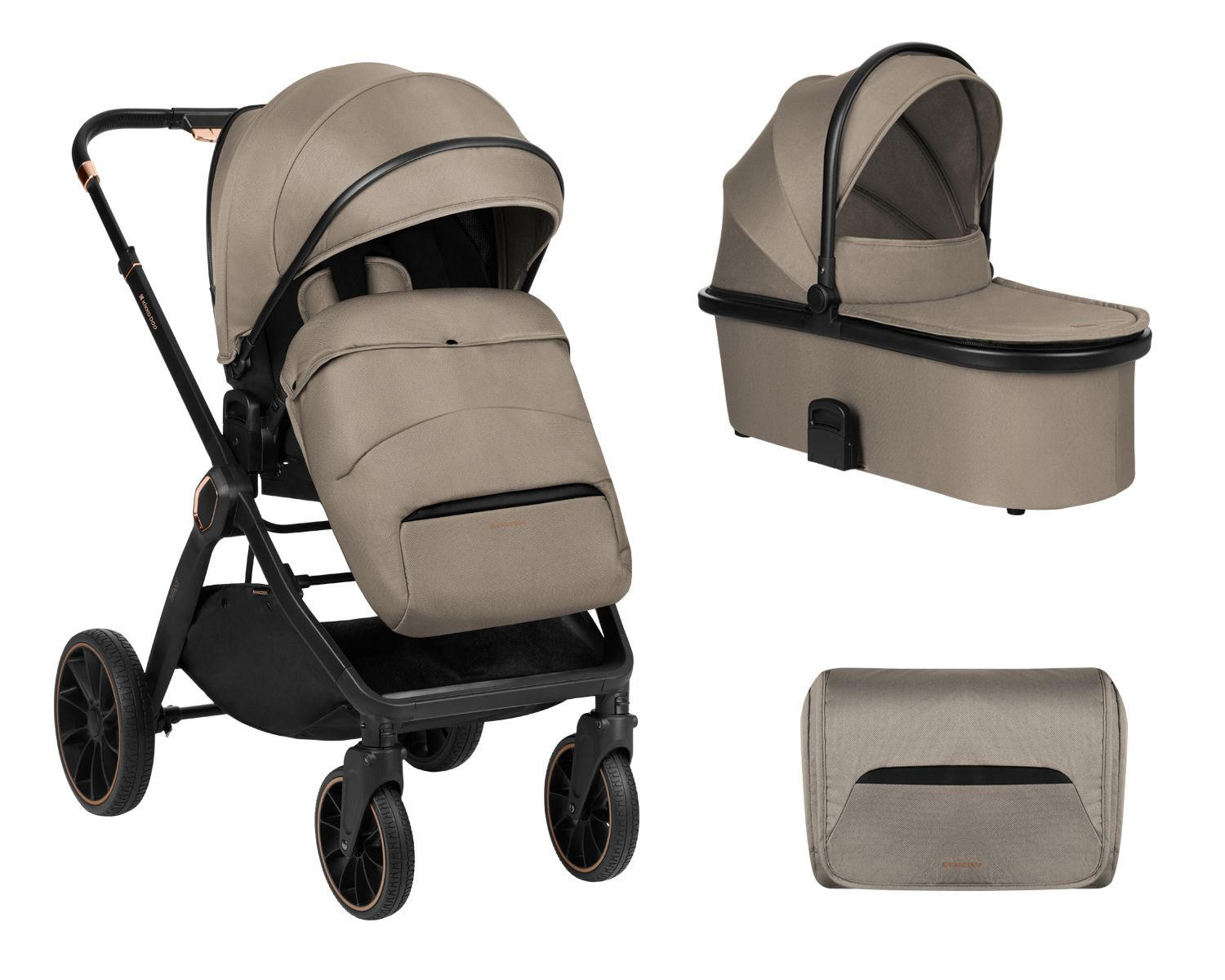 KINDERWAGEN Tiffany 2 in 1 hellbraun Babywanne, Sportsitz, Wickeltasche, PU-Räder - Braun, Metall (81/59/102cm) - Kikka boo