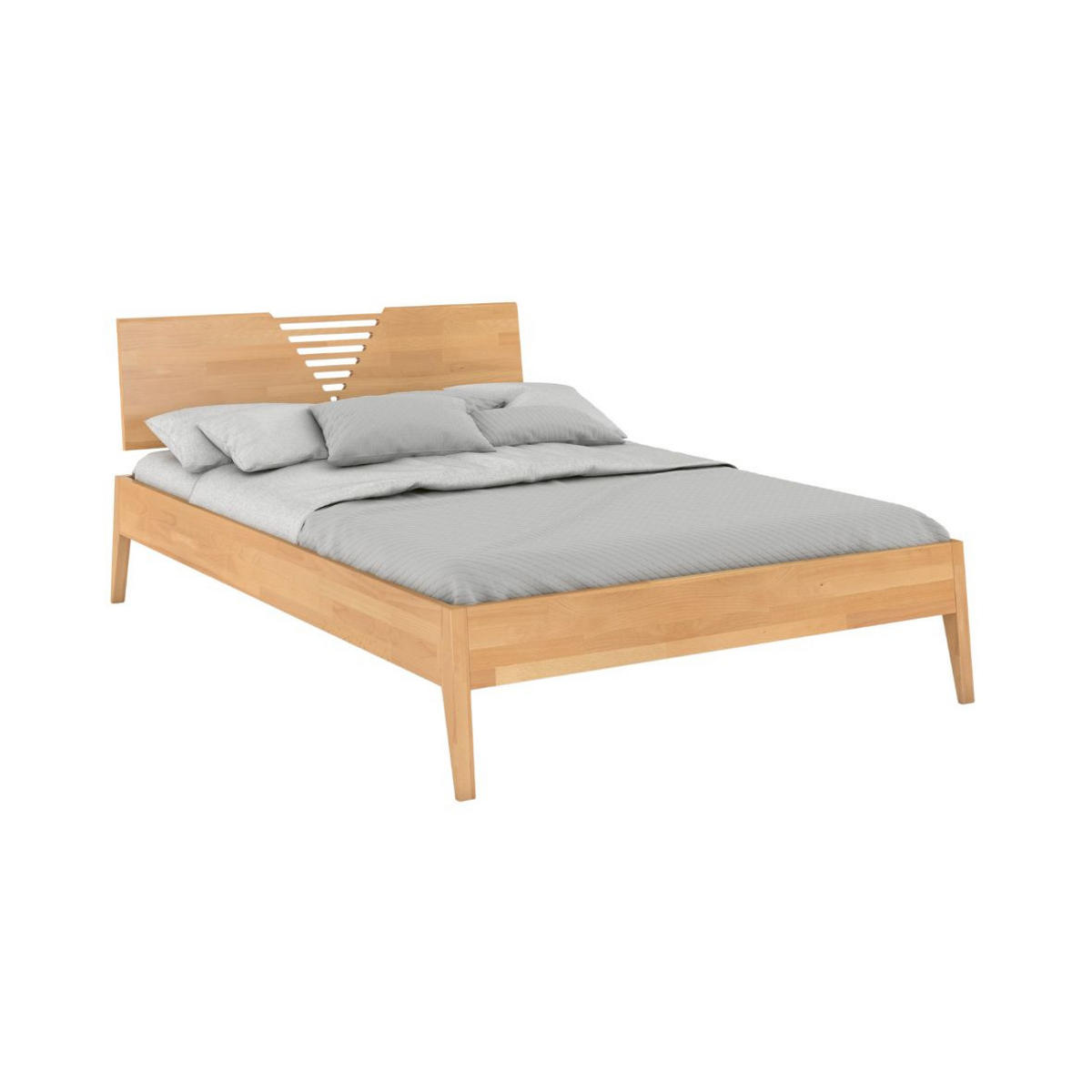 MASSIVHOLZBETT Wolomin in Naturfarben, Buche-lackiert, 180x200 - Buchefarben, Holz/Buchenholz (180/200cm) - Visby