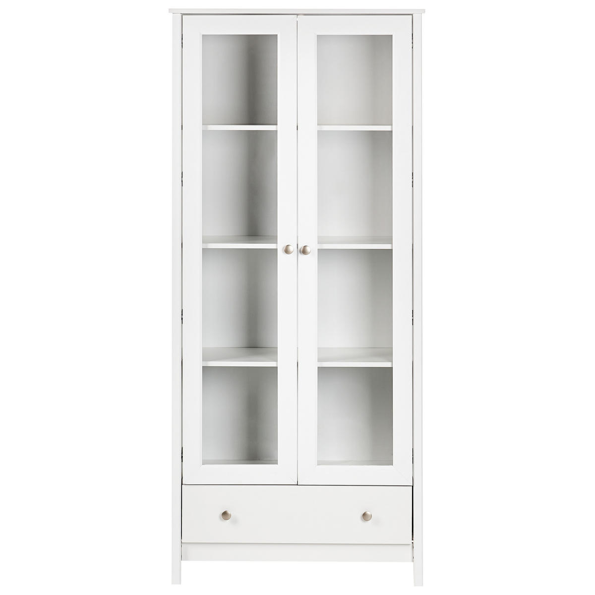 VITRINE mit Glastüren 80 cm Weiß Nornalup - Weiß, Holzwerkstoff (80/180/35cm) - Beliani