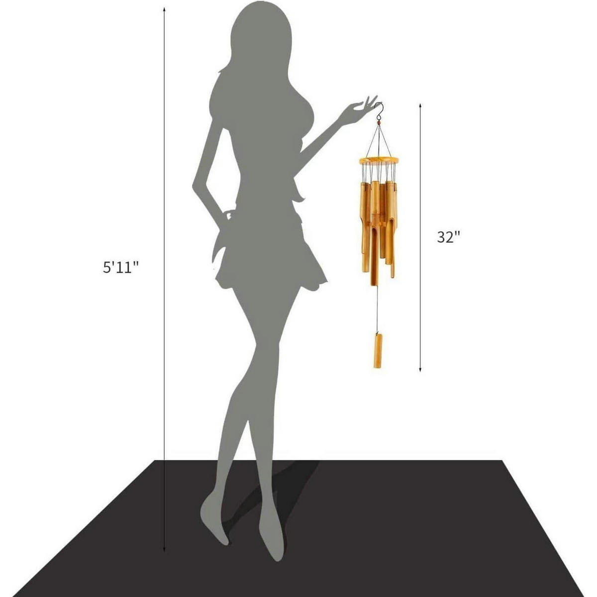 WINDSPIEL Bambus 81 cm - Braun, Naturmaterialien (12.7/12.7/81cm)