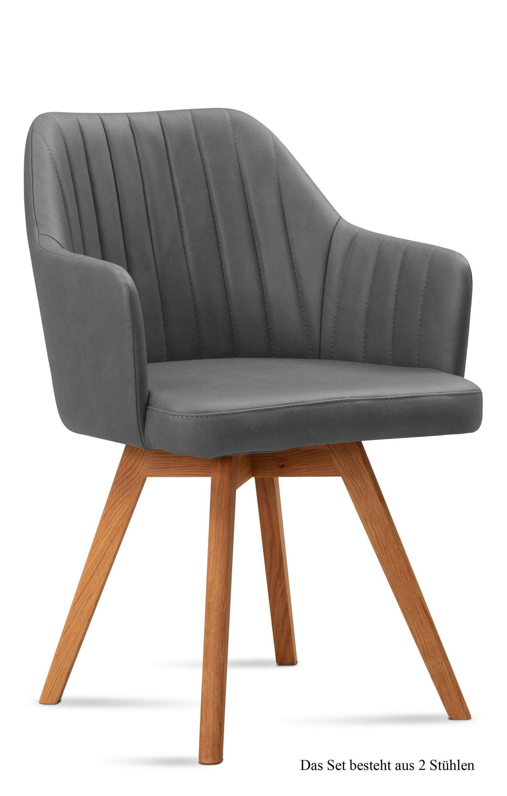 ARMLEHNSTUHL (2er-Set) Domna 58x81x60 Eiche geölt/Grau - Eichefarben/Grau, Kunststoff (60/81/58cm) - 58aufmkessel