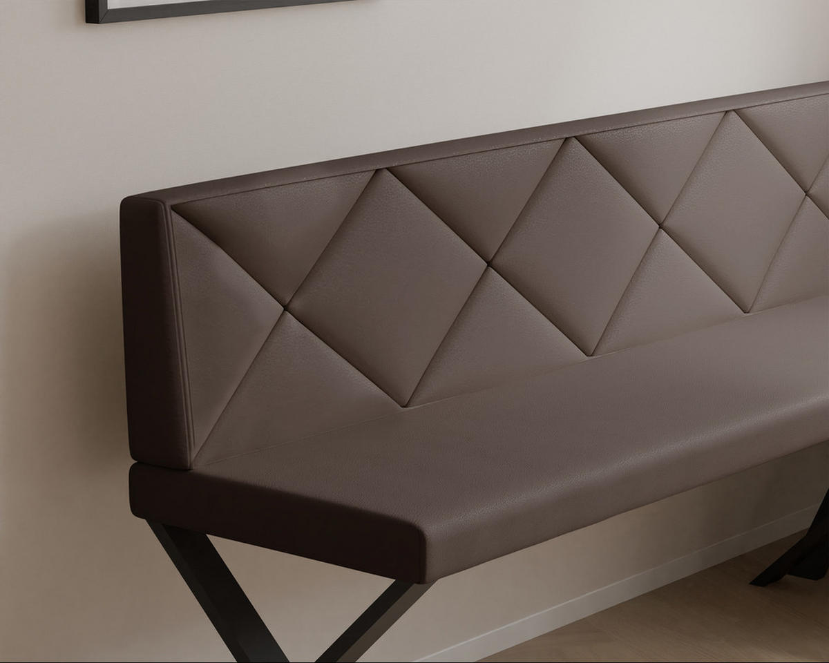 ECKBANK rechts VERO X Kunstleder gesteppt, 142/196 cm Braun - Braun, Kunststoff/Textil (142/196cm) - Idohome