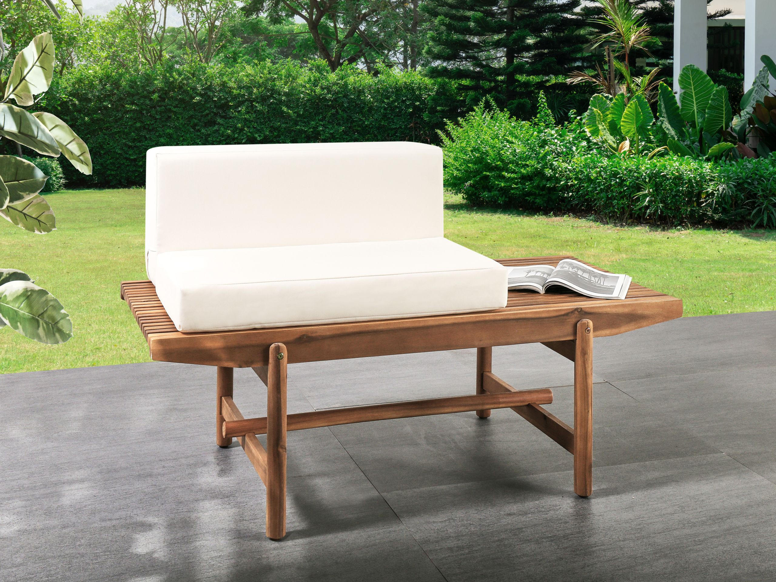 GARTENBANK Heller Holzfarbton Giaveno - Hellbraun/Weiß, Holz (135/84/65cm) - Beliani