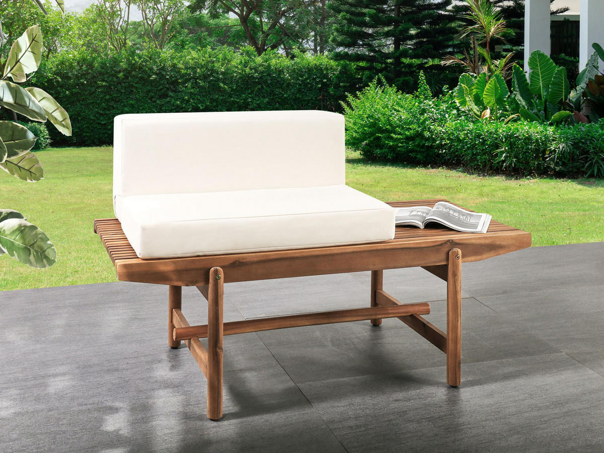 GARTENBANK Heller Holzfarbton Giaveno - Hellbraun/Weiß, Holz (135/84/65cm) - Beliani