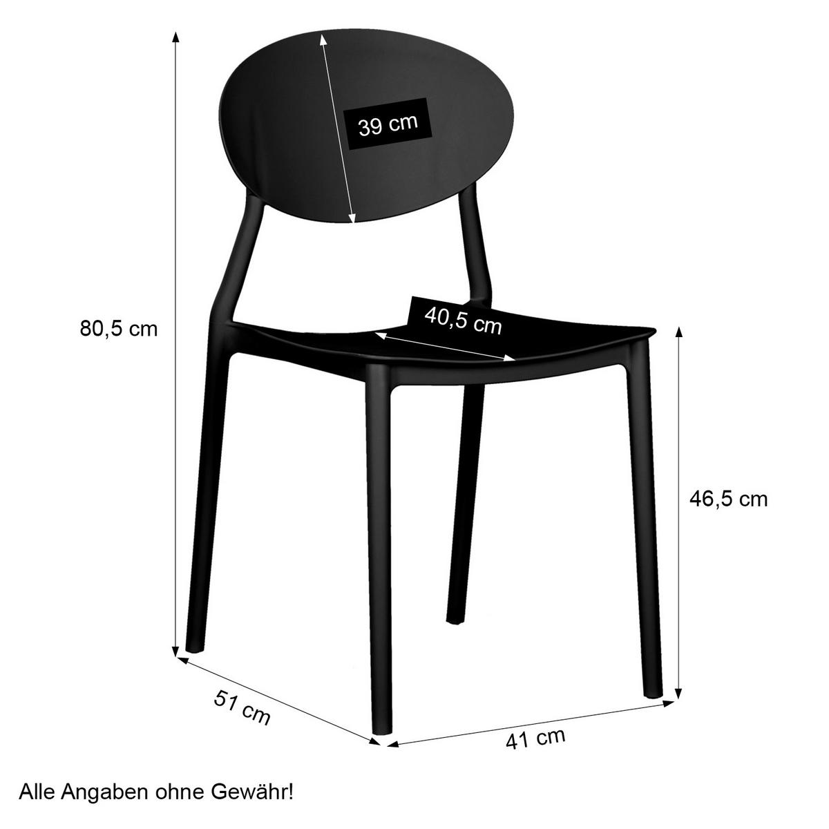 GARTENSTUHL 4er-Set Kunststoff Schwarz - Schwarz, Kunststoff (41/80/51cm) - Homestyle4u