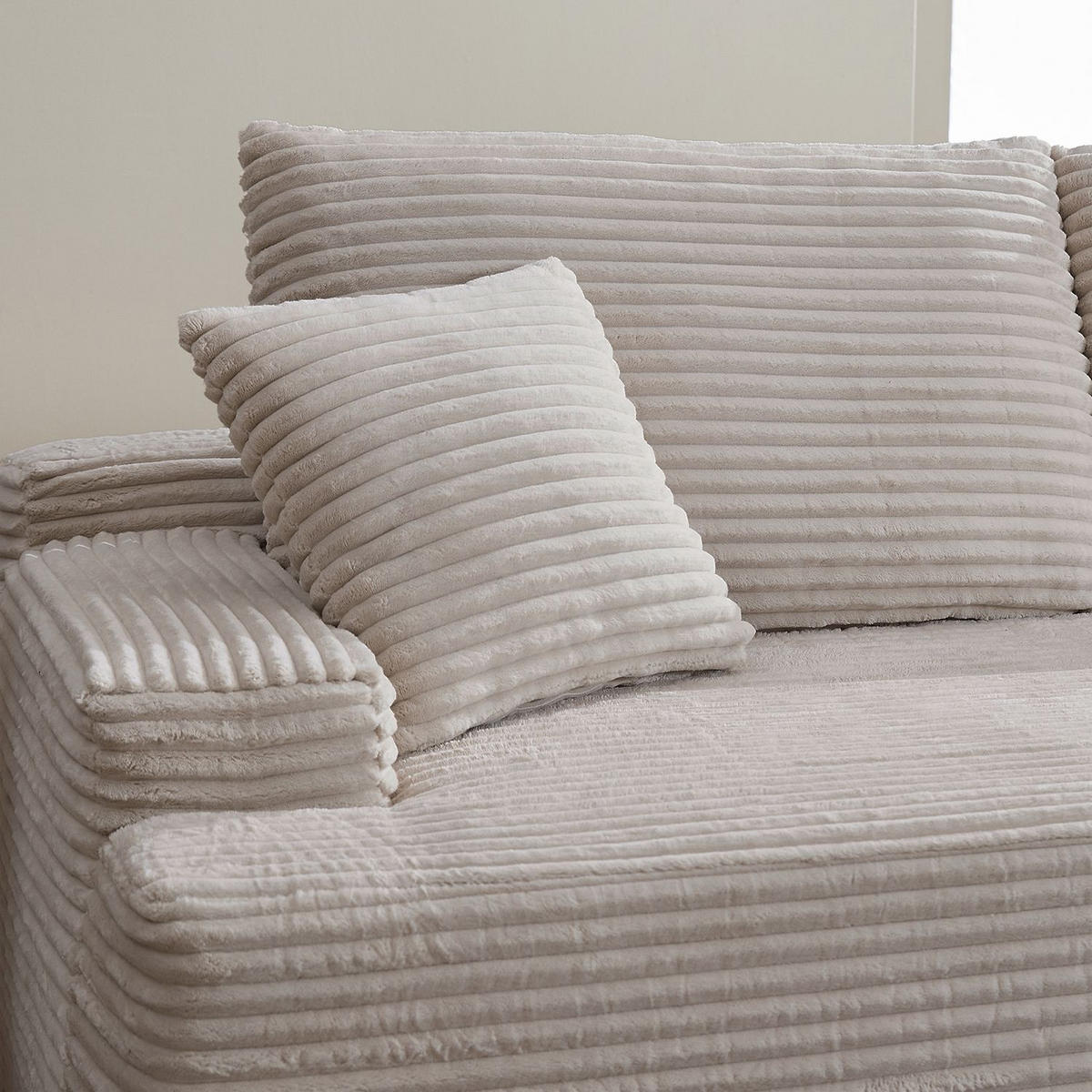 SOFA Coredo taupe Cord - Taupe, Textil (250/155cm) - Juskys