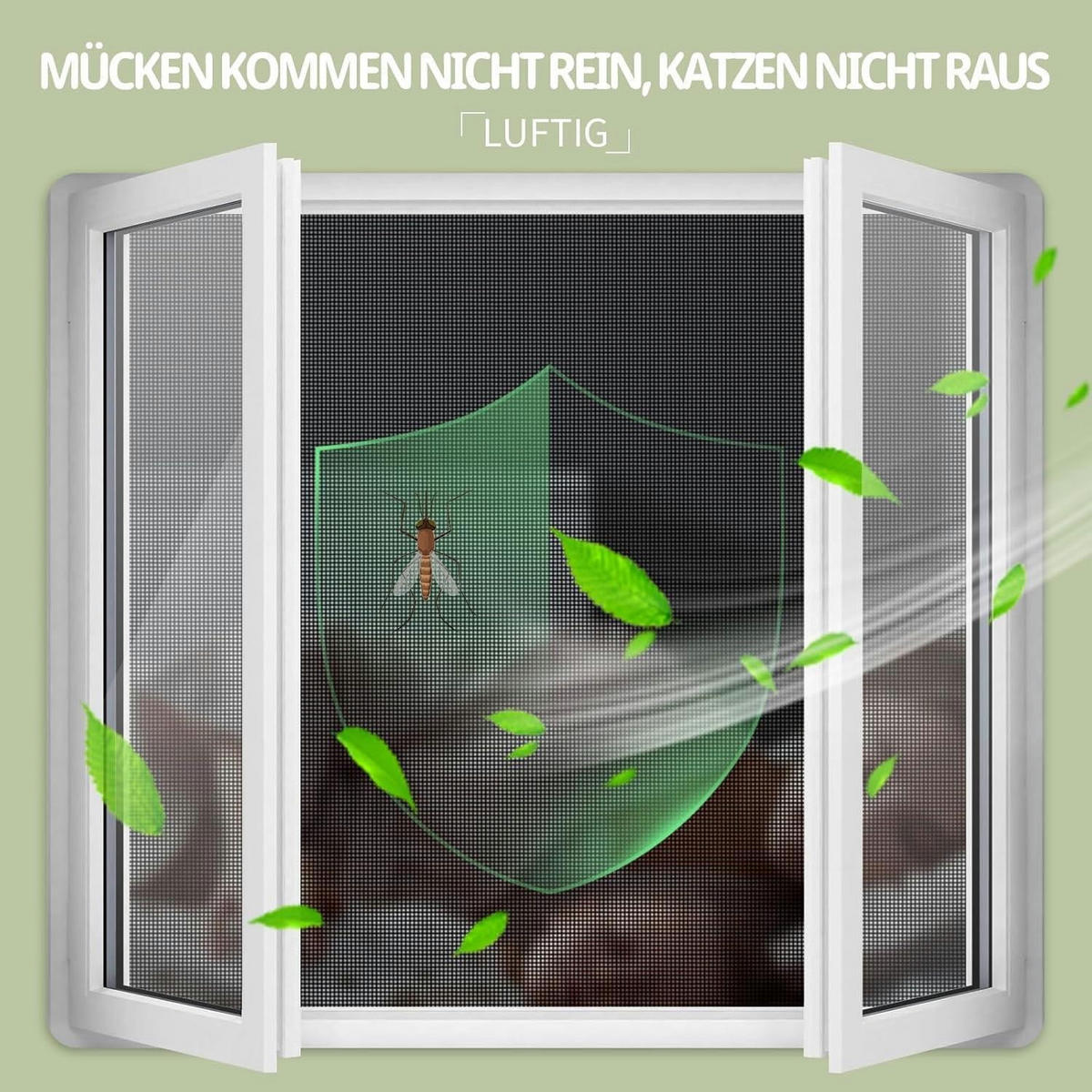 FENSTER Fliegengitter Katzensicher 100 x 130 cm - Schwarz, Textil (100/1/130cm)
