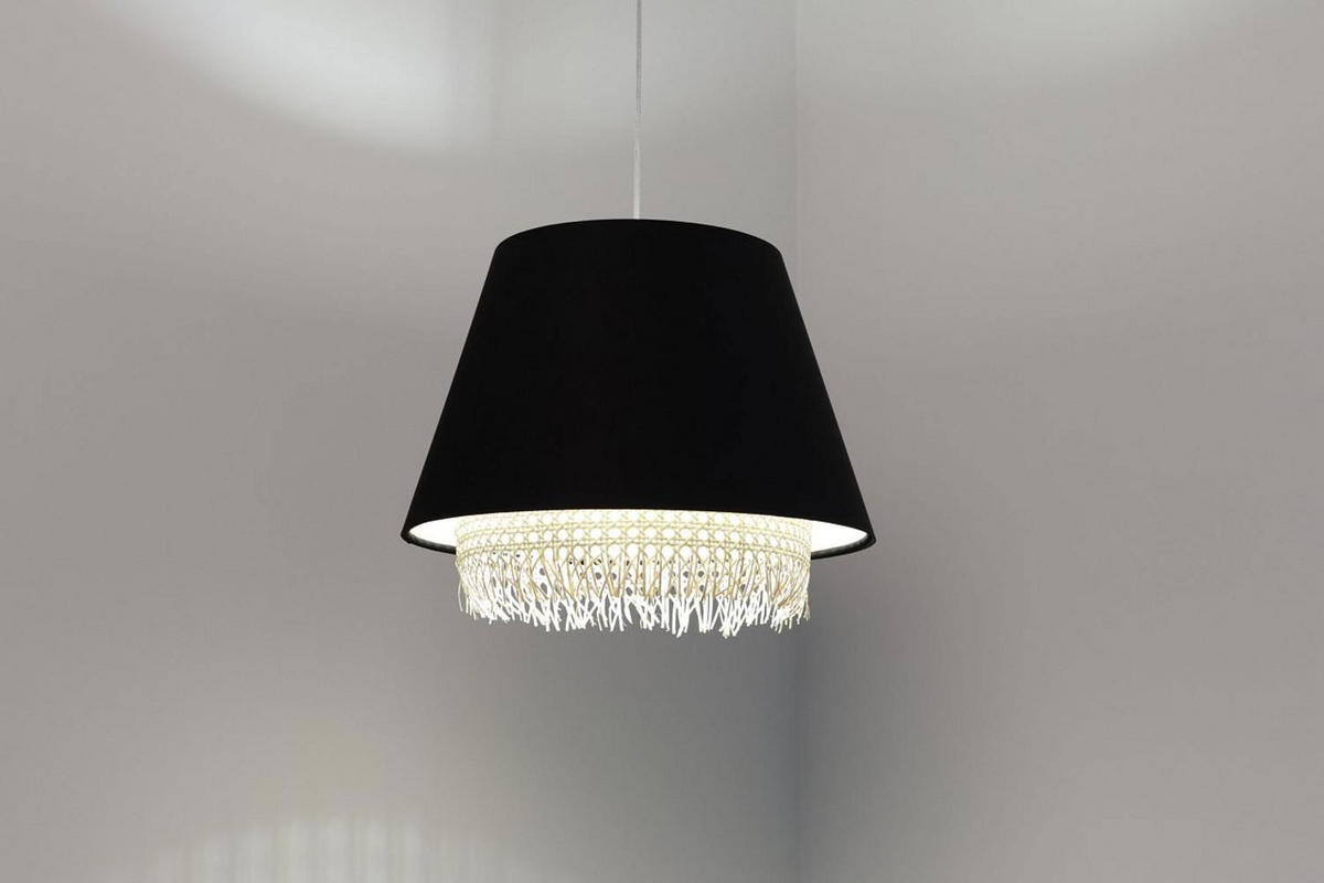 HÄNGELEUCHTE Schwarz 40/32 cm - Schwarz, Naturmaterialen (40/1.3/32cm) - ONZENO