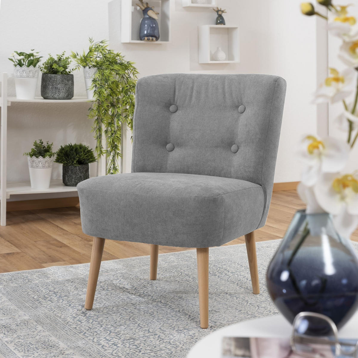 SESSEL Kamle Bezug Flachgewebe Buche natur / hellgrau - Grau, Kunststoff (68/78/58cm) - 58aufmkessel