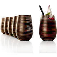 BECHER Twister Schwarz-Bronze 6er Set - Transparent, Glas (0.465L) - Stölzle