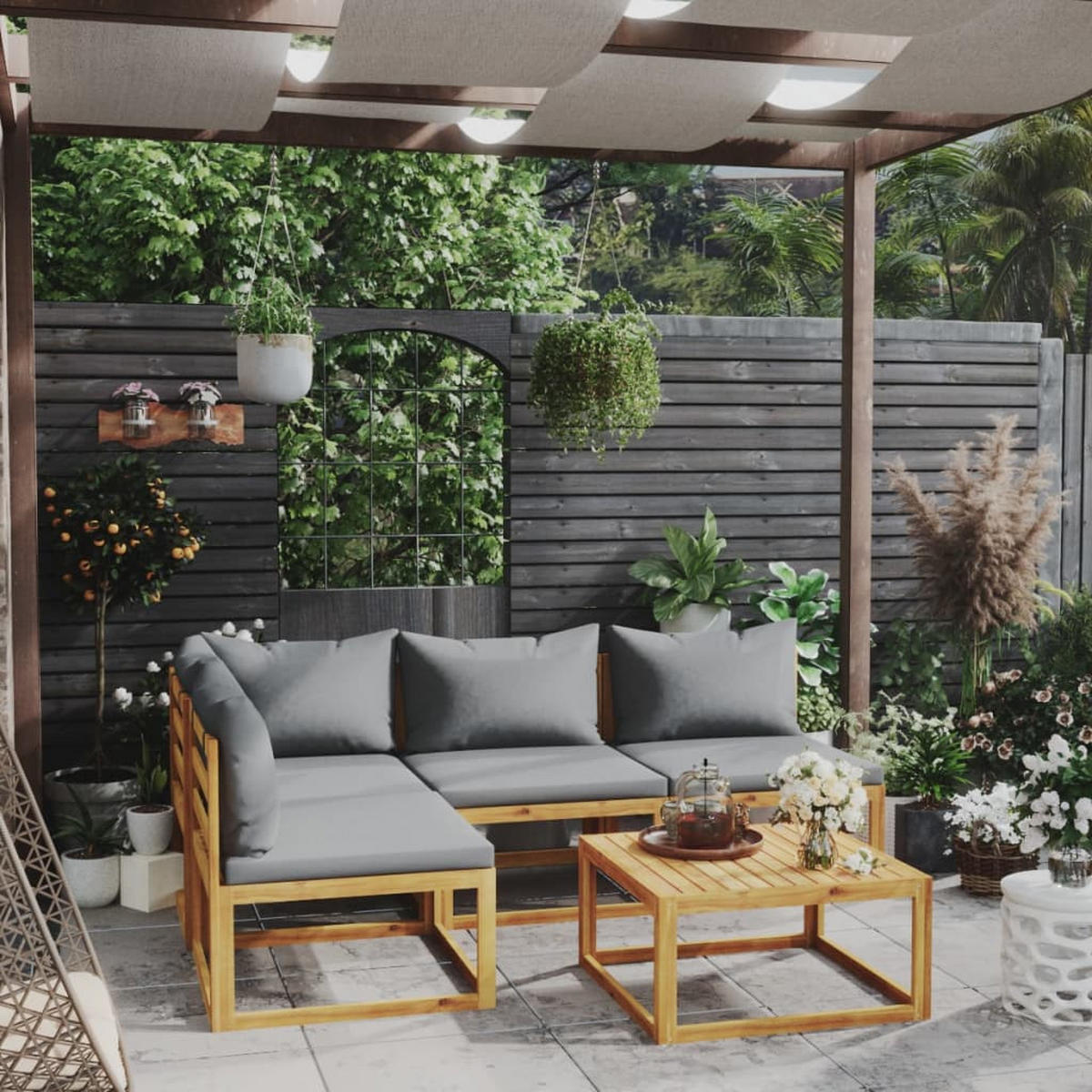 GARTENSET Reichert 5-teilig - Grau, Holzwerkstoff - Nettlife