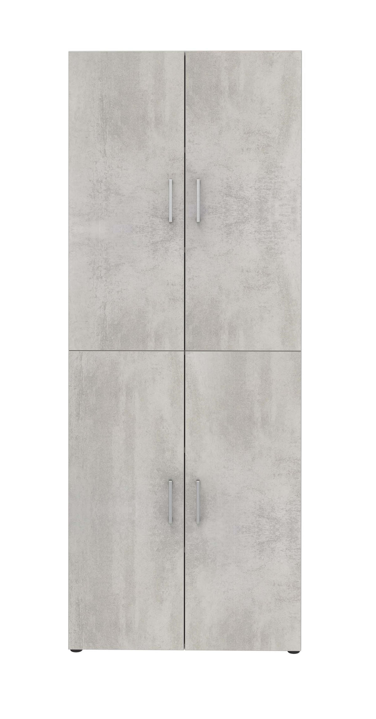 AKTENSCHRANK - viertürig, 6 Fächer - Weiß/Beton - Grau, Holzwerkstoff (80/212.5/34.4cm) - Röhr