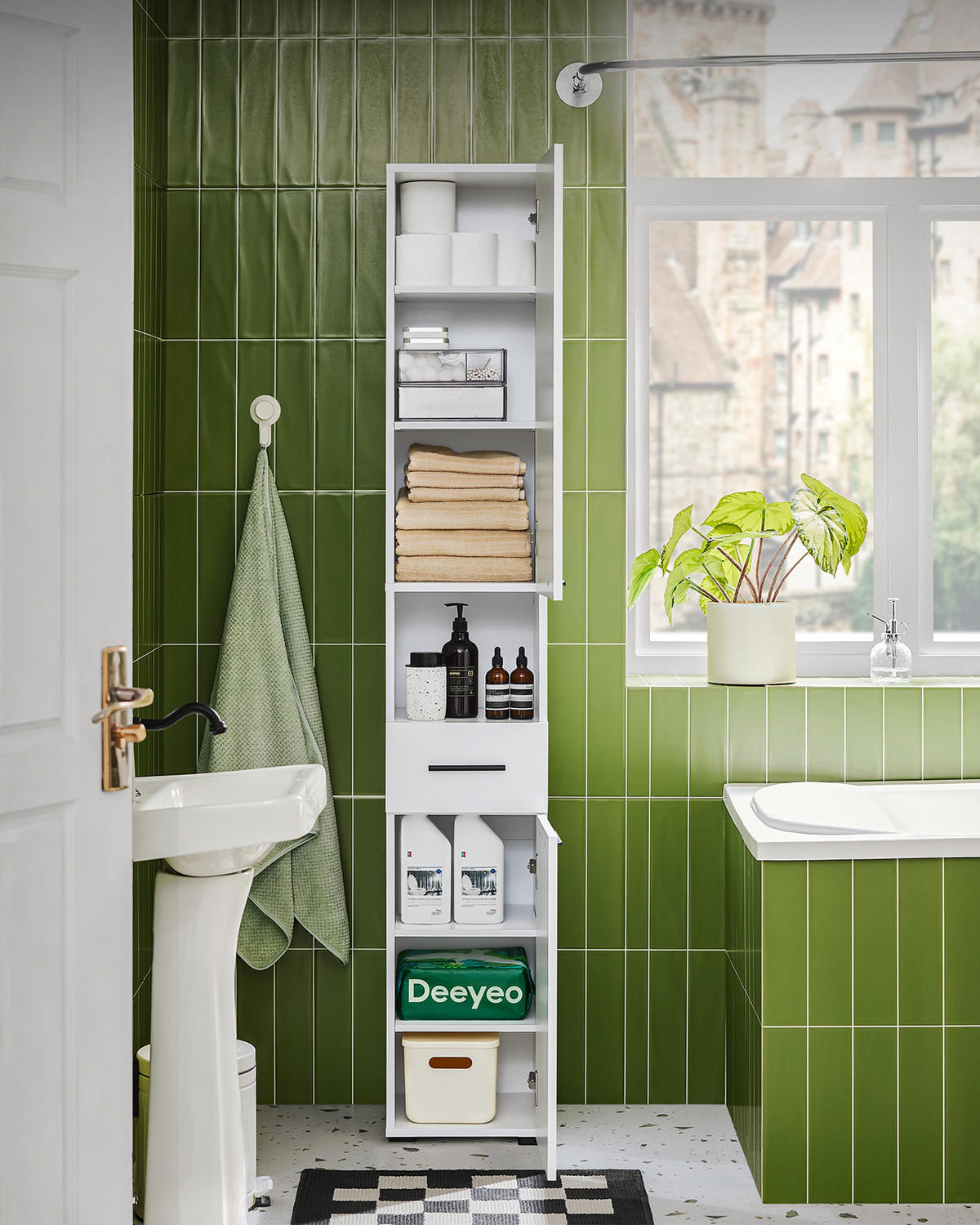 HOCHSCHRANK Weiß - Weiß, Holzwerkstoff (30/182/31cm) - SoBuy