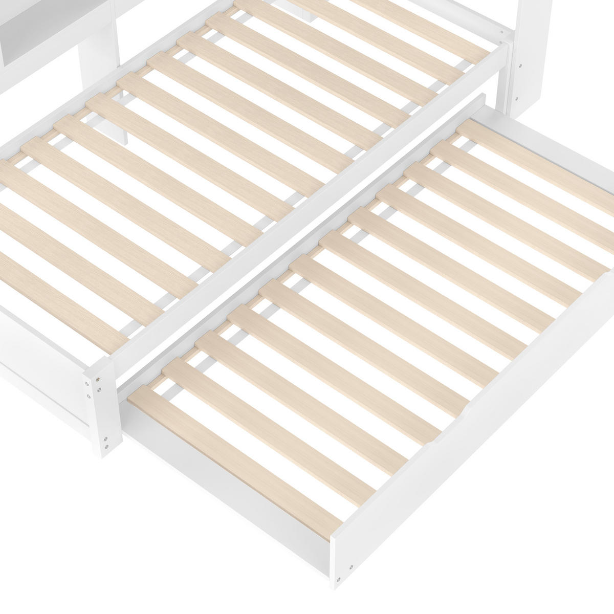 TAGEBETT 90x200cm Weiß Spanplatte Ausziehbett Steckdose USB - Weiß, Holz (90/200cm) - FLIEKS