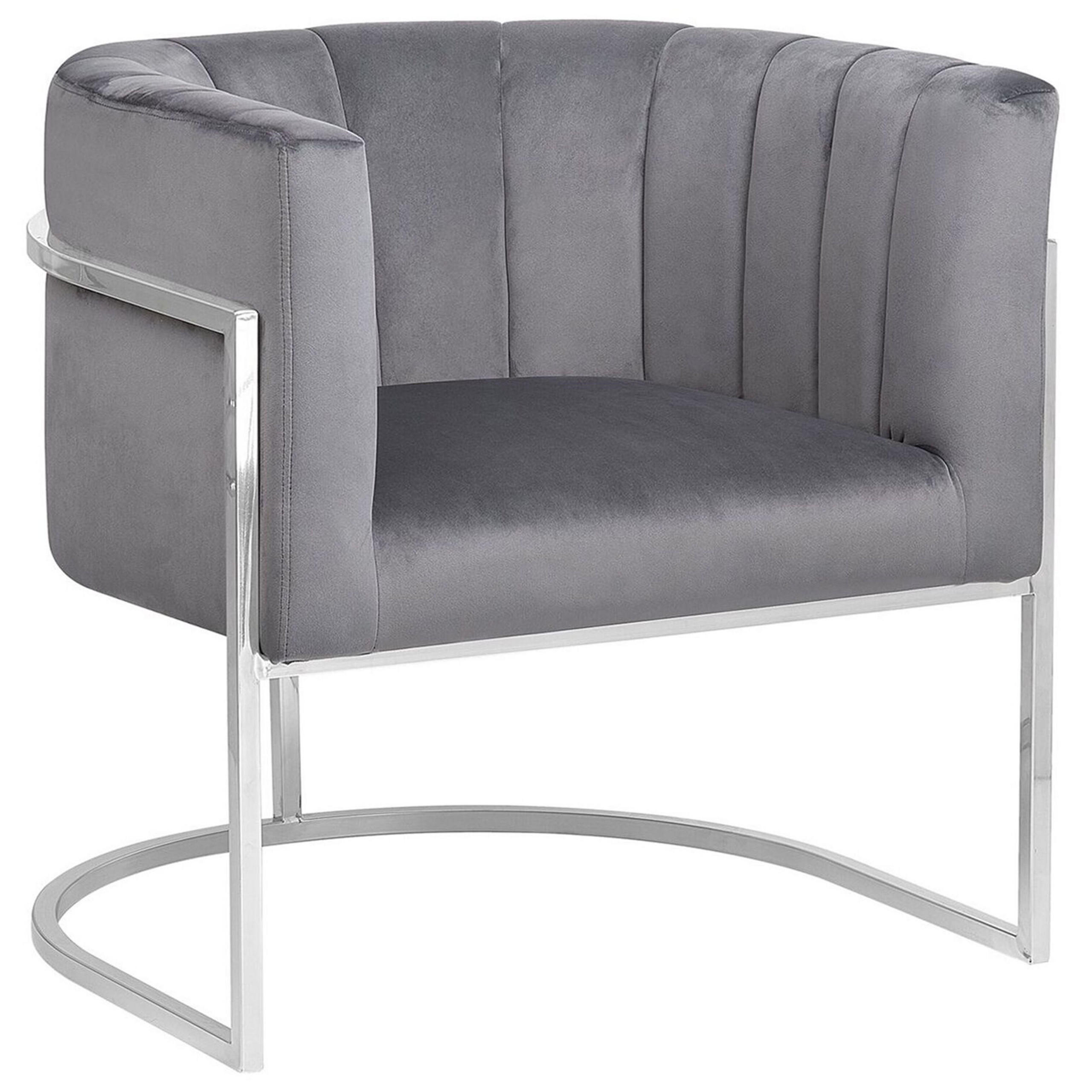 SESSEL Samtstoff grau Larvik - Grau, Textil (73/72/66cm) - Beliani