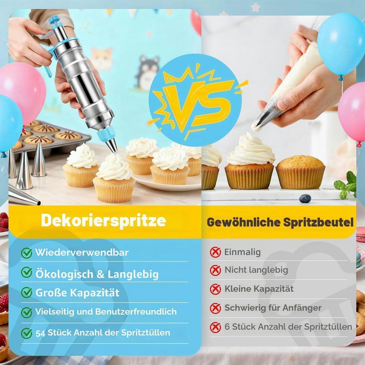 KUCHENDEKORATIONSSET Spritzpistole Edelstahl Blau - Blau, Metall (8.5/1/28.4cm)