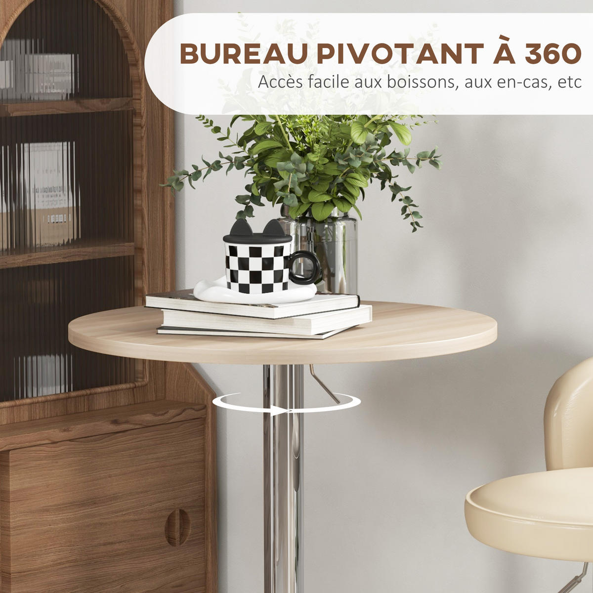BARTISCH DE-14733 höhenverstellbar & 360° drehbar Natur/Grau - Naturfarben, Holzwerkstoff (60/60/91cm) - ComfortXL