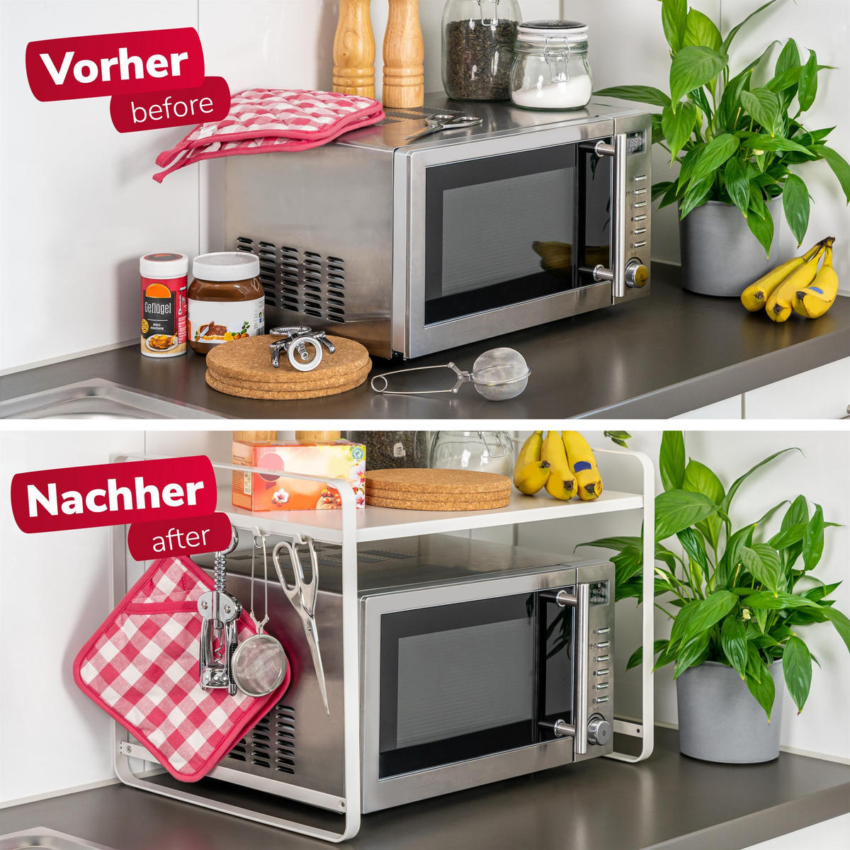 MIKROWELLENREGAL, weiß, Metall - Weiß, Metall (56/39.5/38cm) - bremermann