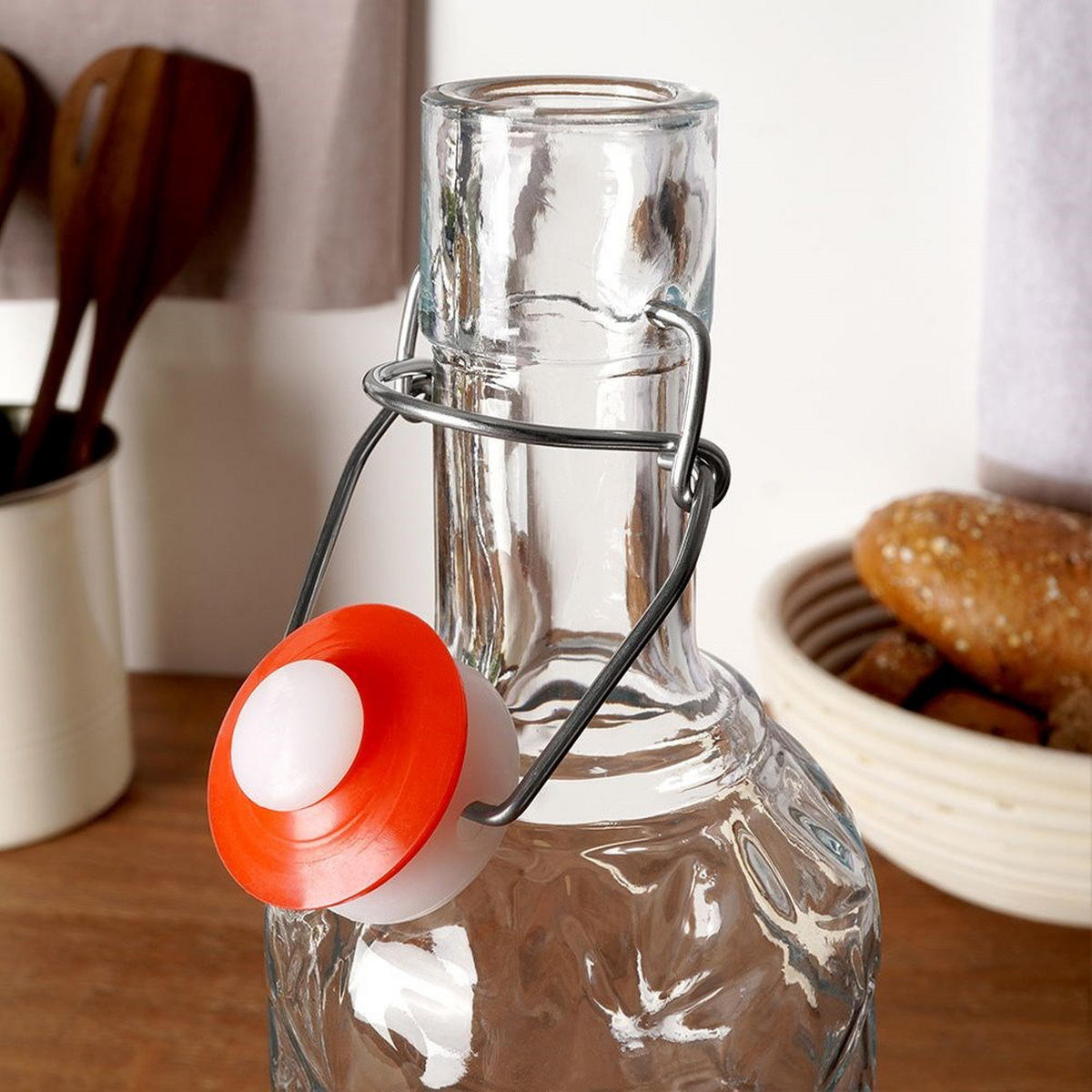 KARAFFE Bügelverschluss 1,1 l Transparent - Transparent, Glas (8.5/34/8.5cm) - Orion 