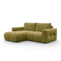 ECKSOFA VERONA 3-Sitzer links, Khaki - Schwarz/Grün, Holz/Textil (224/173cm) - Courtois Laville