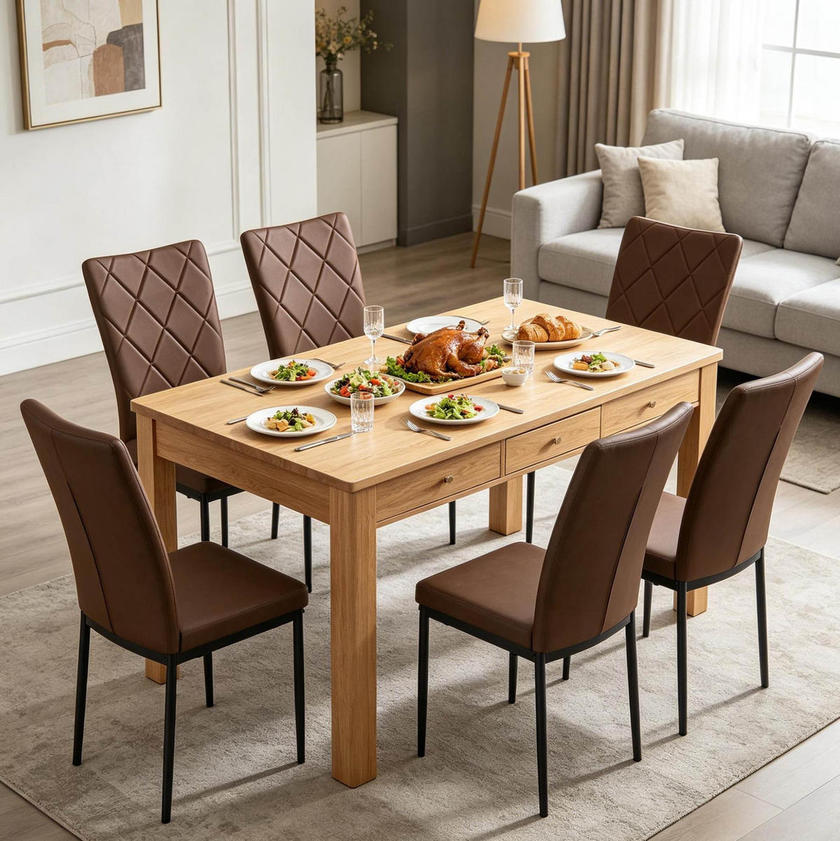 ESSSTUHL 4er-Set mit hoher Rückenlehne Dark Brown - Dunkelbraun, Metall (42.5/94.5/40cm) - Meubliv