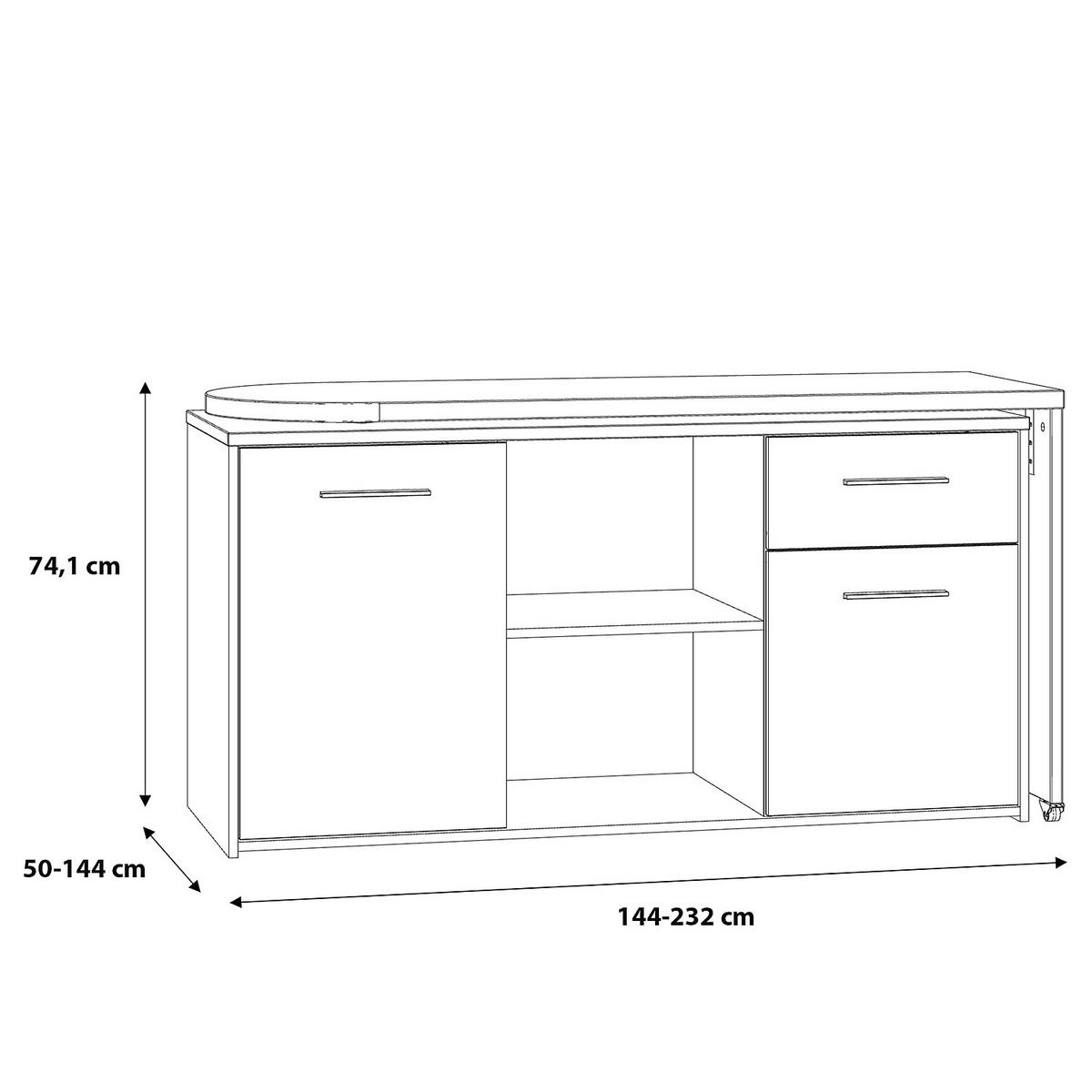 ECKSCHREIBTISCH - Weiß / Eiche Sonoma Dekor - Eichefarben/Weiß, Holzwerkstoff (50/144/74cm) - home24