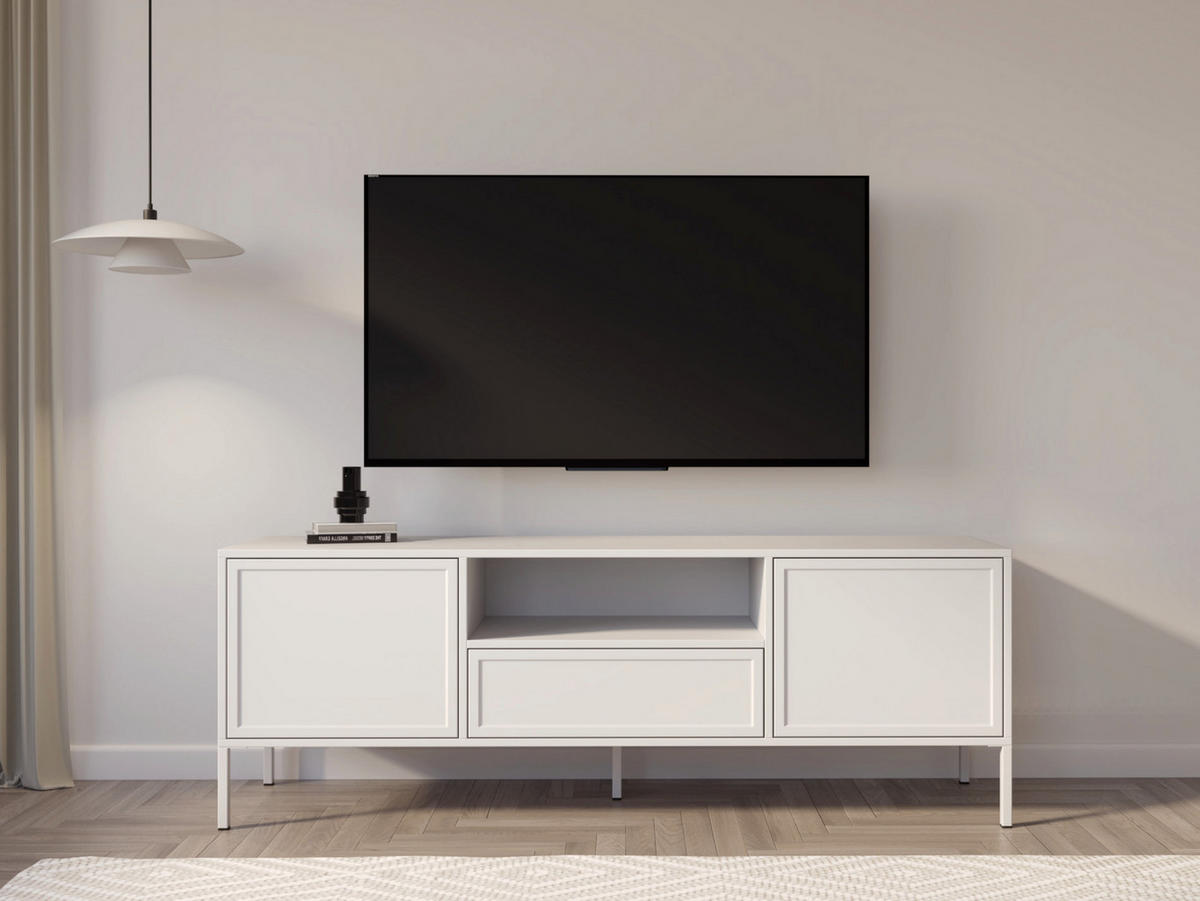 TV-LOWBOARD Velveto 2-türig mit Schublade & Fach, Weiß, 160 cm - Weiß, Holzwerkstoff/Metall (160/57/40cm) - Selsey