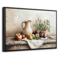 LEINWAND Bilder mit Rahmen - Obst - Kräuter - Ländlich - 60x40 - Naturfarben, Textil (60/40cm) - MuchoWow