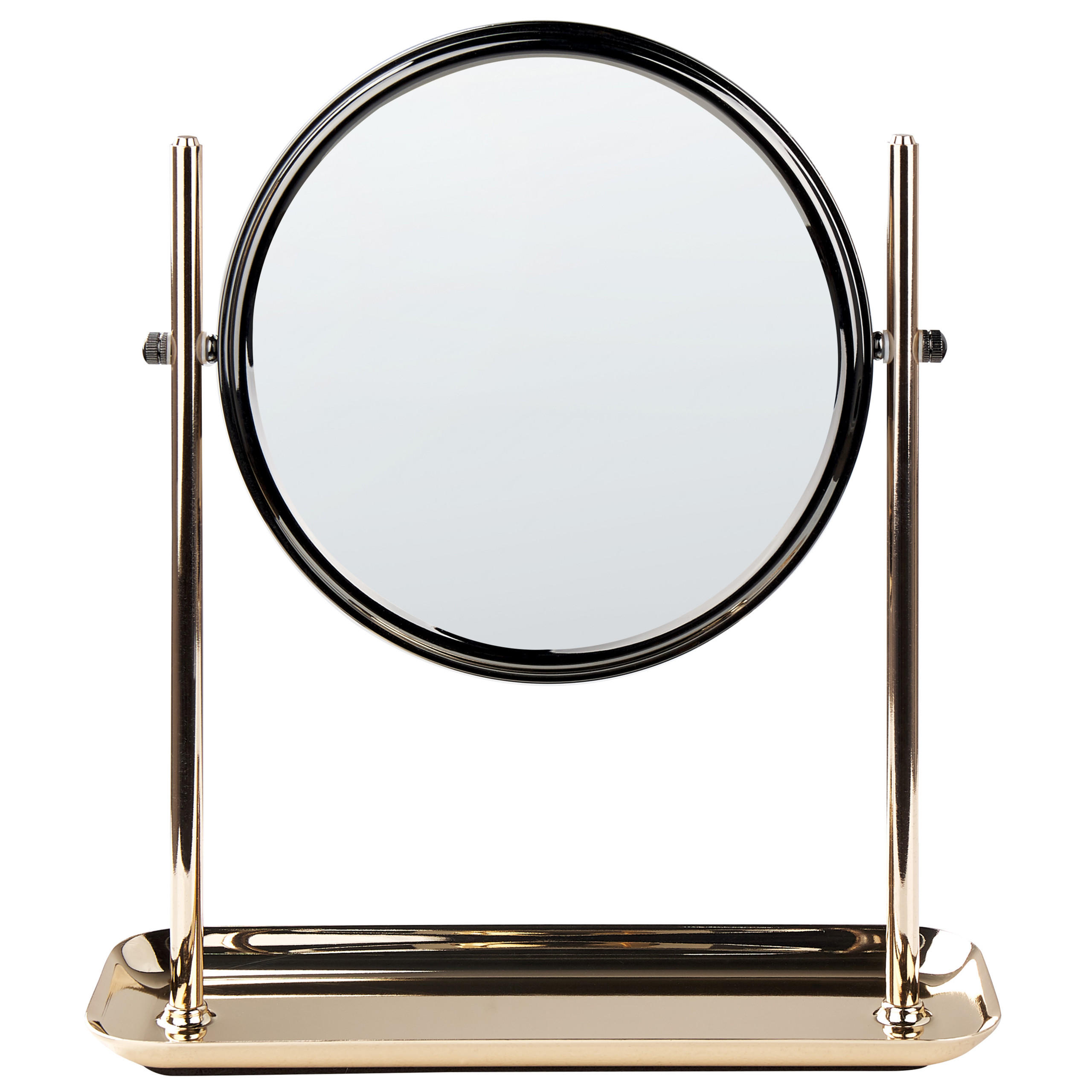 KOSMETIKSPIEGEL 20 cm gold/schwarz Finistere - Goldfarben/Schwarz, Metall (25/30/8cm) - Beliani
