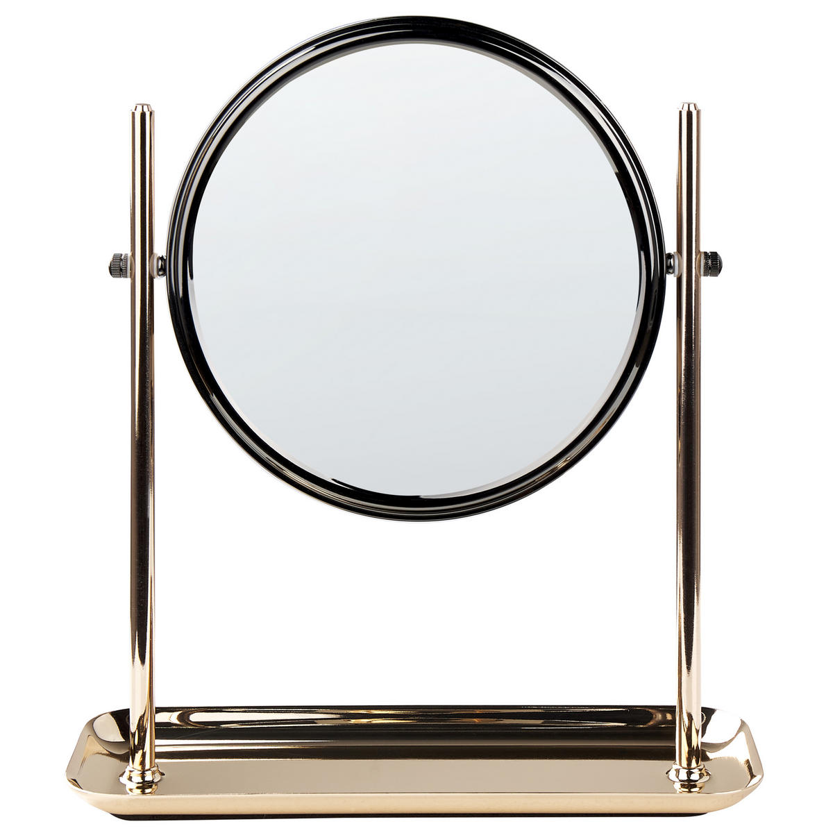 KOSMETIKSPIEGEL 20 cm gold/schwarz Finistere - Goldfarben/Schwarz, Metall (25/30/8cm) - Beliani