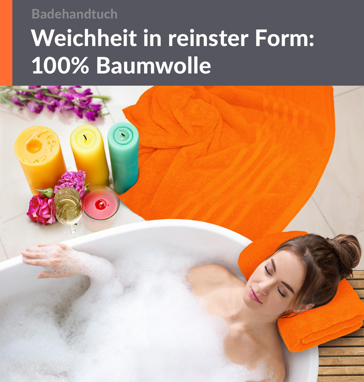 BADETUCH London Clementinen Orange 2er Set 100x150 - Orange, Textil (100/150cm) - Lashuma