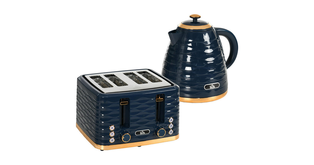HOMCOM WASSERKOCHER Set mit Toaster Blau 24.1/19.5/23.2 cm jetzt nur ...
