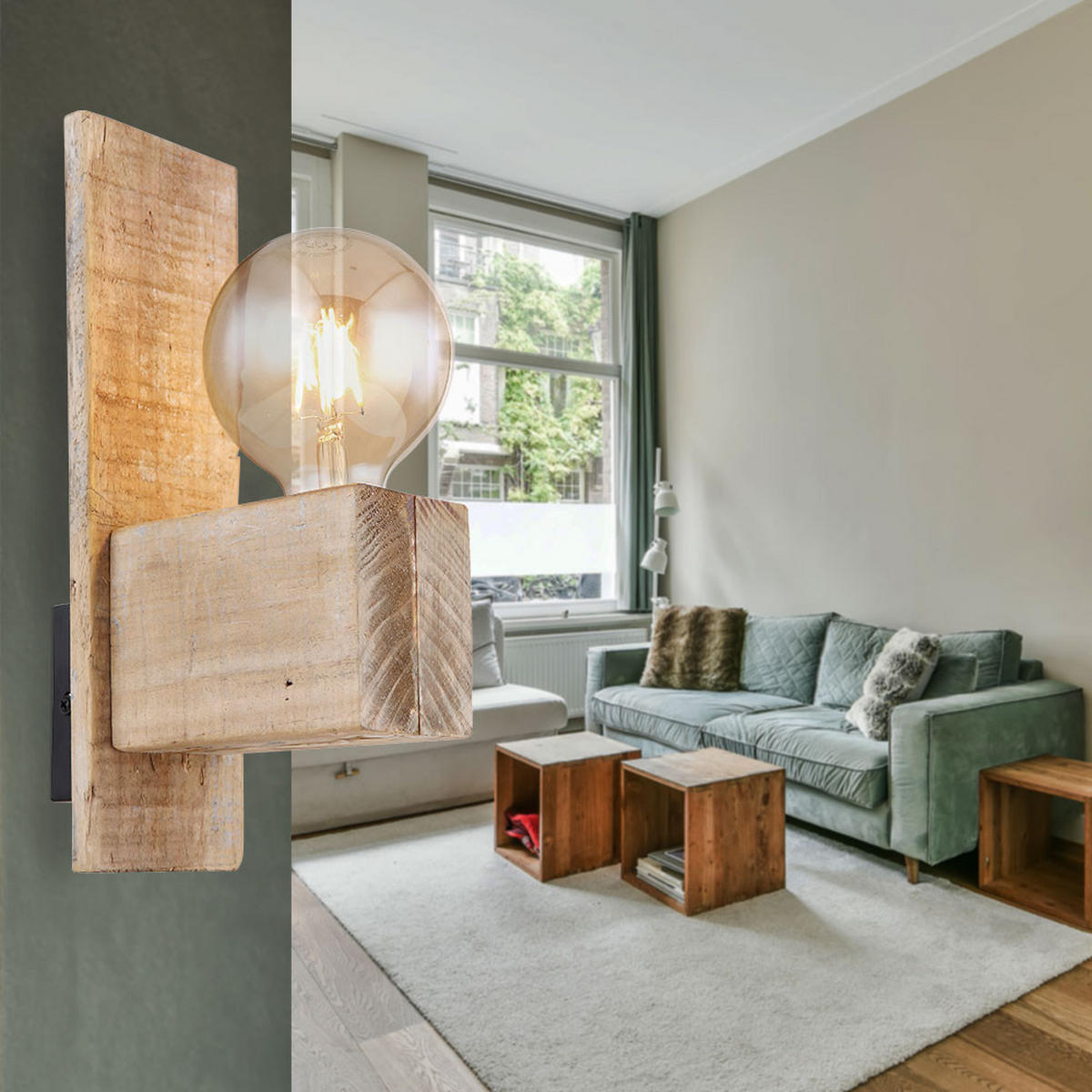 WANDLEUCHTE Holzoptik Braun - Braun, Holz (9/30/16.5cm)