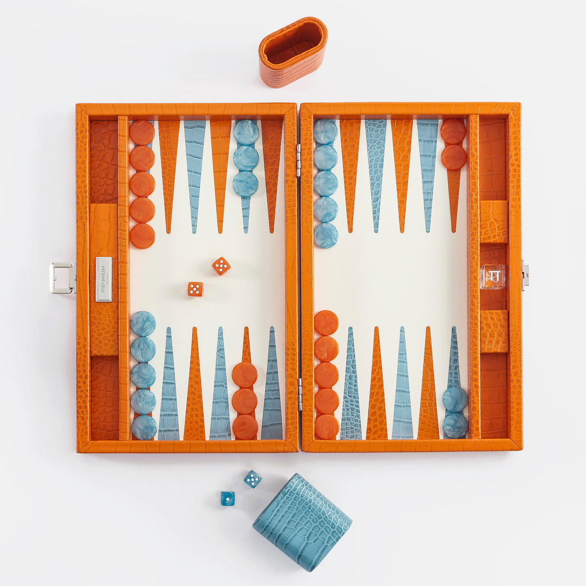 BACKGAMMON – Mittel BACKGAMMON Leder Sonnenorange 38cm - Orange, Leder (38/24cm) - Premium Interiors