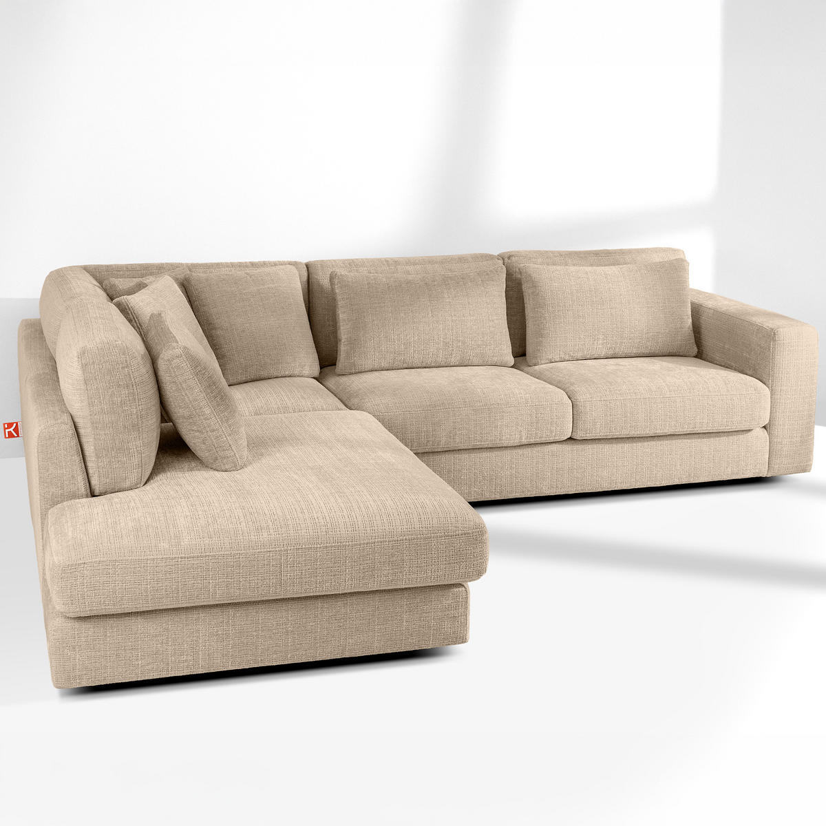 ECKSOFA links VERUS - Beige, Holz/Holzwerkstoff (297/248cm) - KONSIMO®