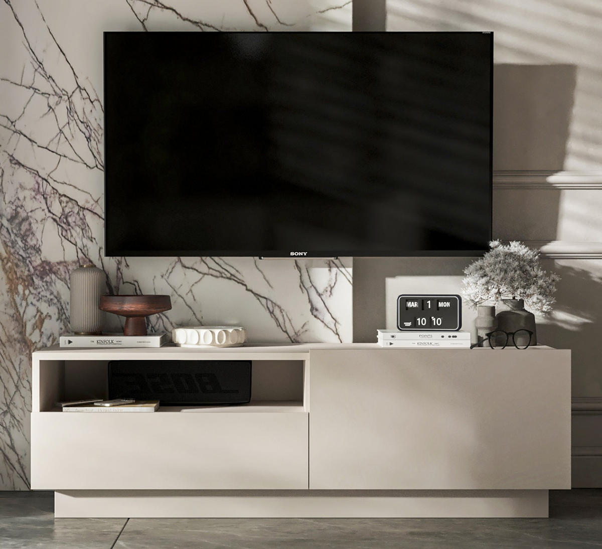 TV-SCHRANK Enjoy Kaschmir matt Loft Schublade 120 cm - Kaschmir, Holzwerkstoff (120/37/35cm) - Meble Lindner