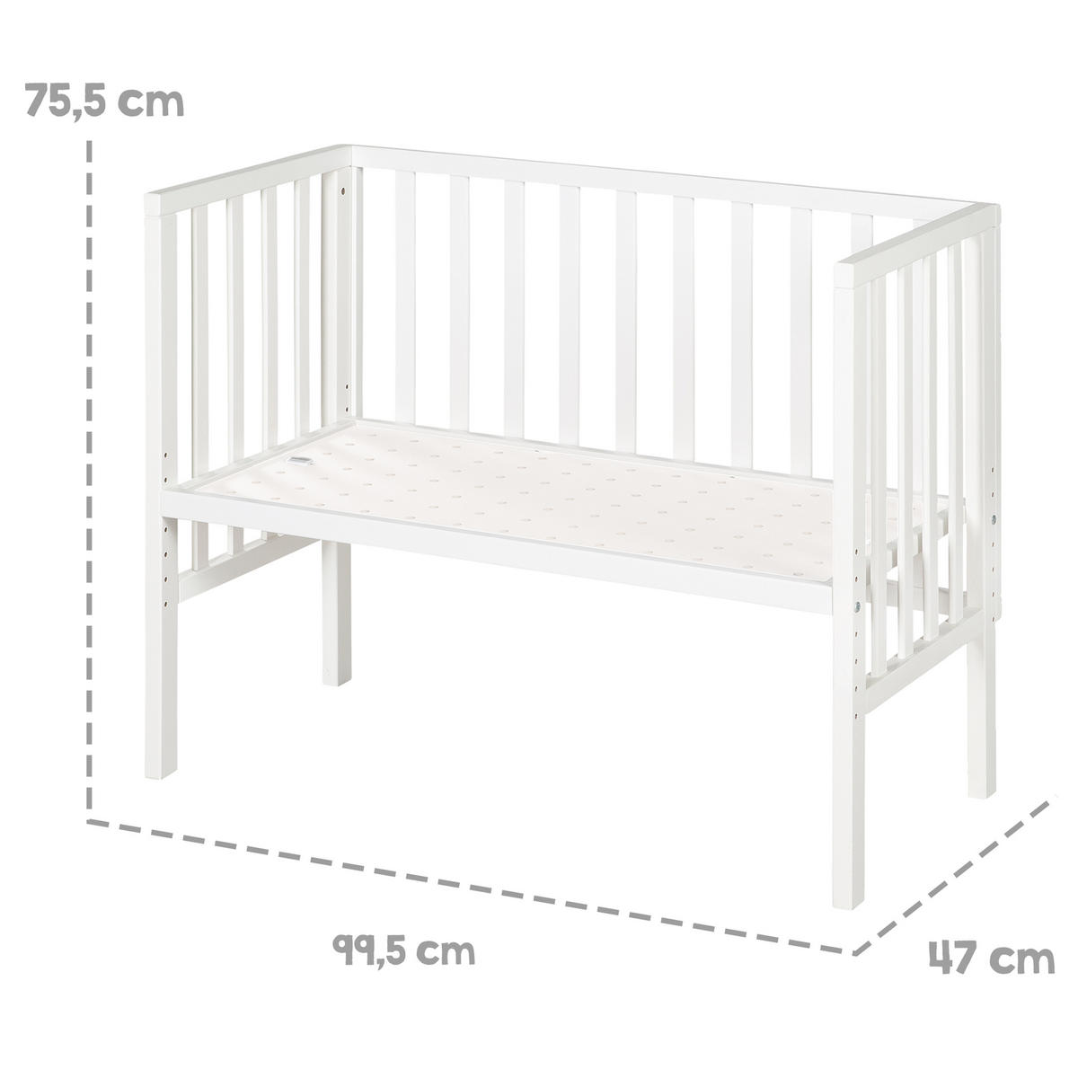 BEISTELLBETT 3in1 Set 90 x 45 cm - Weiß, Holzwerkstoff (45/90cm) - Roba