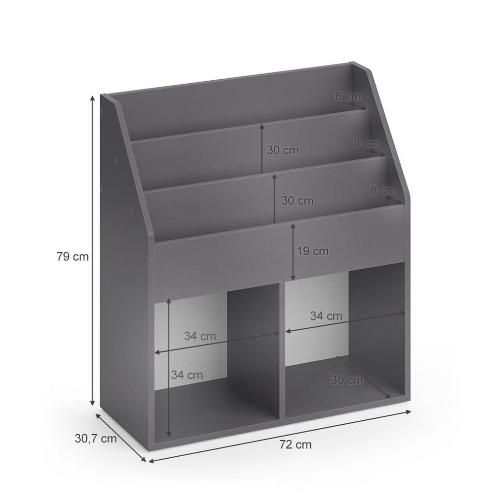 Thumbnail - Vicco Kinderregal, Grau, Grau, Holzwerkstoff, 5 Fächer, Rechteckig, 72x79x30.7 cm, Kinder- & Jugendzimmer, Kindermöbel, ...