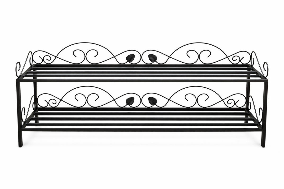 SCHUHREGAL 2 Ablagen Metall 92 cm - Schwarz, Metall (92/38/30cm) - DanDiBo