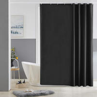 DUSCHVORHANG Polyester wasserdicht waschbar schimmelresistent mit Haken Schwarz - Schwarz, Kunststoff (240/200cm) - MCBOSON