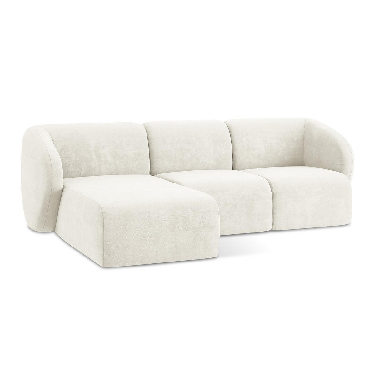 ECKSOFA Links Chenille Stoff Weiß - Schwarz/Weiß, Holzwerkstoff/Kunststoff (248/166cm) - LaMiaSofa