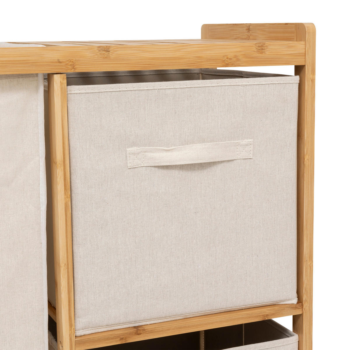 BAMBUSREGAL mit Wäschekorb und Behältern Tidy Box 66/33,3/78,5 cm - Beige, Naturmaterialien (33.3/78.5/66cm) - 5five Simply Smart
