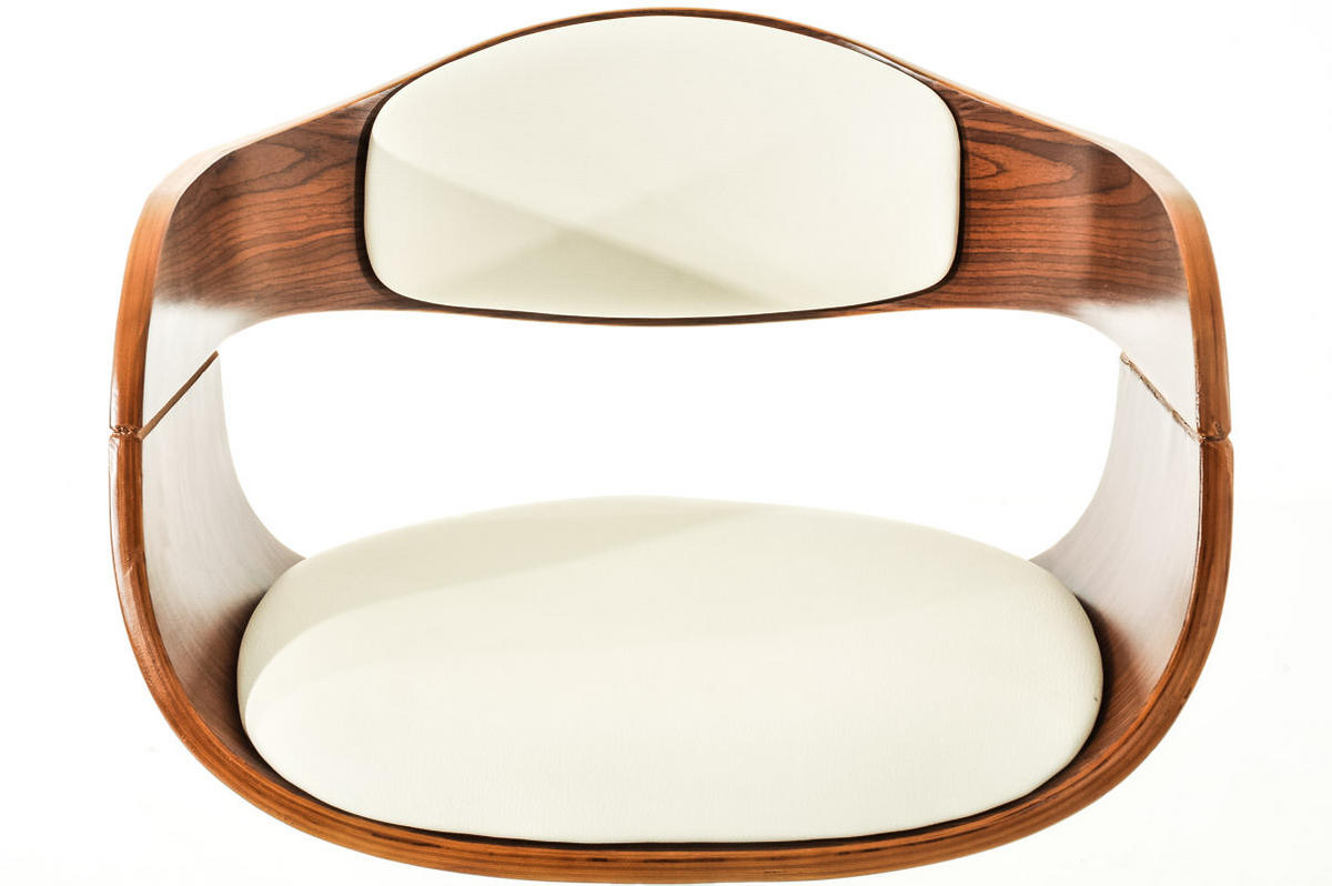 BARHOCKER 2er Set Nadan Kunstleder Walnuss/weiß - Weiß, Leder/Metall (50/88/48cm) - DELUKE