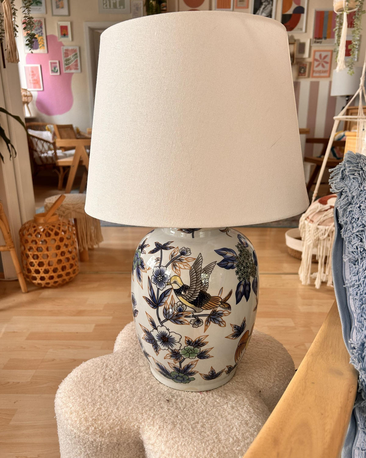 TISCHLAMPE Porzellan Weiß/Blau Sunja - Blau/Weiß, Keramik (32/32/51cm) - Beliani