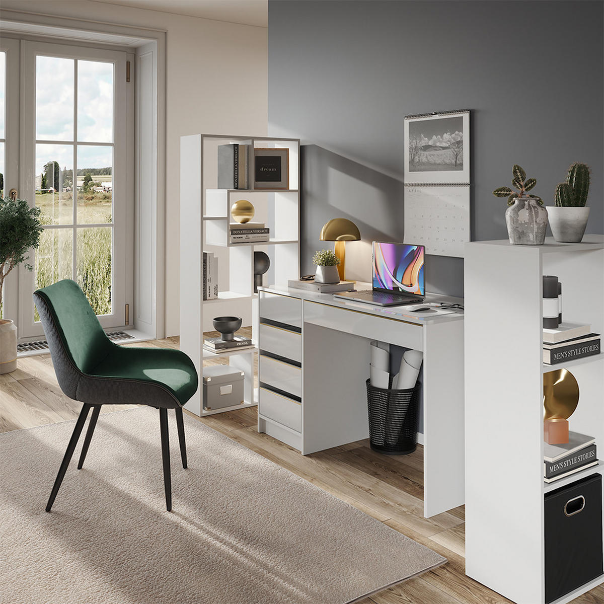 STÔL Sherry Biely vysoký lesk - biela s vysokým leskom, kompozitné drevo (120/55/75cm) - Vicco